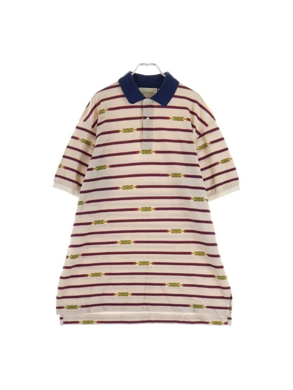Gucci Polo Shirt Border Short Sleeve Beige